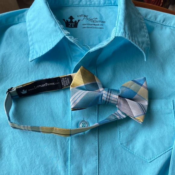 Littlest Prince Couture Button Down Shirt with Bow Tie, boys, 2T - Picture 7 of 10